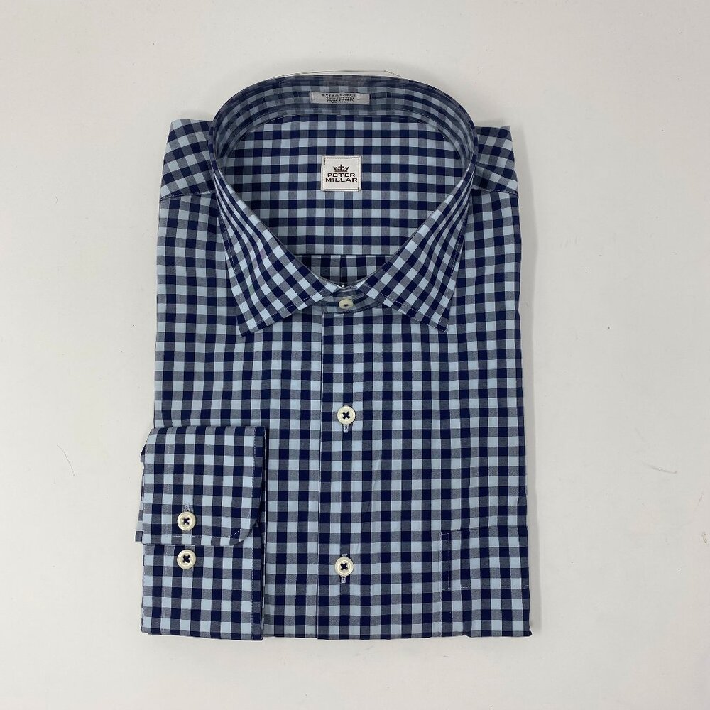 NEW peter millar check long sleeve dress shirt